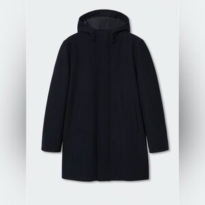 H&M Men’s Winter Wool Parka – Navy Hooded Heavy Coat